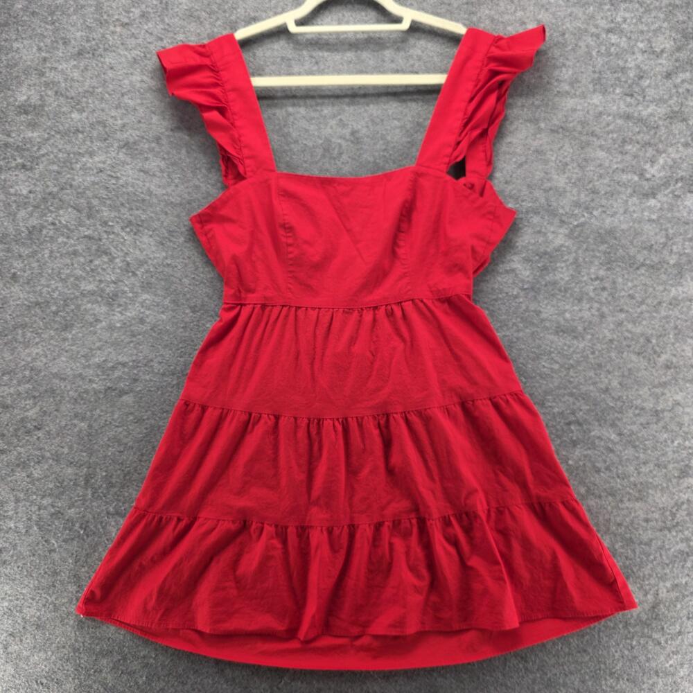 Show Me Your Mumu Dress Womens Small Red Tiered Ruffle Sleeveless Made USA